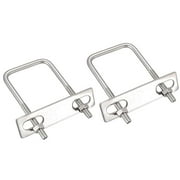 YXQ M6 Square U-Bolts 45mm Inner Width 304 Stainless Steel with Nuts Frame Straps Mounting Plate (2Pcs)
