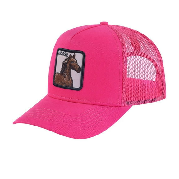 Unisex Embroidered The Horse, 5-Panel Trucker Hat, Pink/Pink, Adjustable Fit