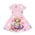 thumbnail image 3 of Uourmeti Easter Short Sleeve Dresses for Girls 2-14Y Cute Corgi Crewneck Midi Dress Lightweight Soft Swing Dresses with Pockets Holiday Clothes, 3 of 6