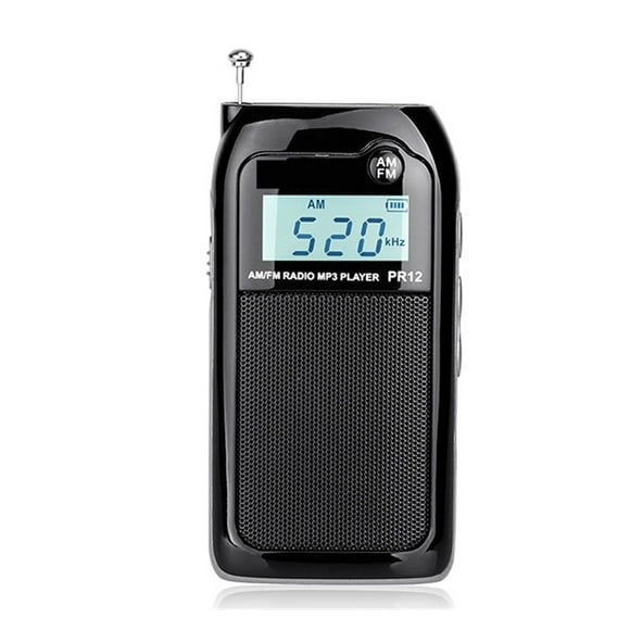 2pcs PR12 AM FM Mini Handheld Radio Portable Pocket Radio Receiver With MP3 Player Support Micro USB Card For Walking ,Easy to Use