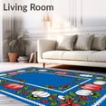 thumbnail image 2 of ODIKA 2'x3' Machine Washable Non-Slip Area Rug, Vintage Holiday with Ornate Pumpkin and Holly Sprig High Traffic Rug with Pad, Blue, 738806, 2 of 8