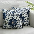 thumbnail image 3 of COMIO  Decorative Cushion Covers Navy Blue Bohemian Flower Throw Pillow Covers, 3 of 5