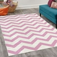 thumbnail image 2 of Striped Decorative Rug, Modern Summer Season Pattern Zigzag Tile Design Wavy Curved Horizontal Motif, Quality Carpet for Bedroom Dorm and Living Room, 6 Sizes, Pale Fuchsia, by Ambesonne, 2 of 4