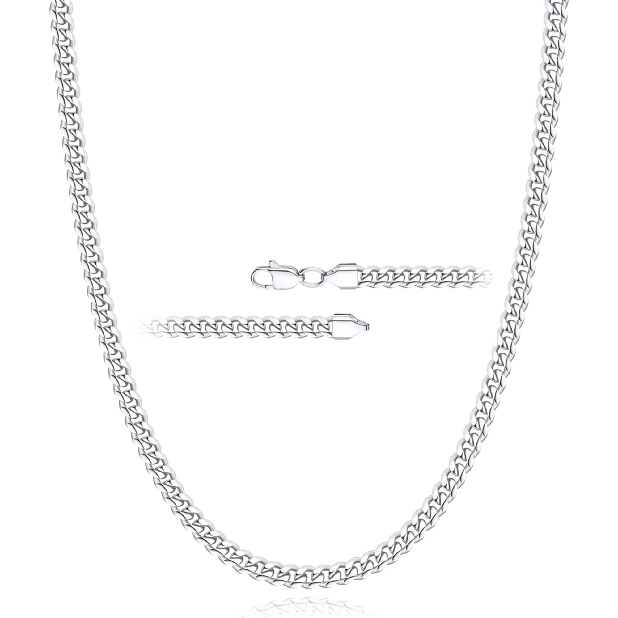 APSVO S925 Sterling Silver Plated Chains for Men Women 3mm/5mm/8mm Cuban Necklace Birthday Graduation Fathers Day Jewelry Gifts Teen Dad Husband Boyfriend Him Adults Ideas 16/18/20/22/24/26/28 Inch