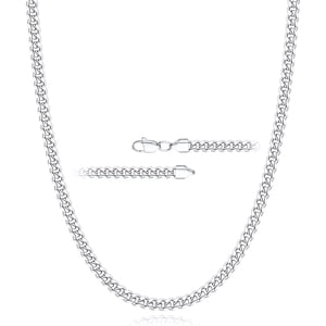 APSVO 925 Silver Plated Cuban Curb Link Chain Necklace