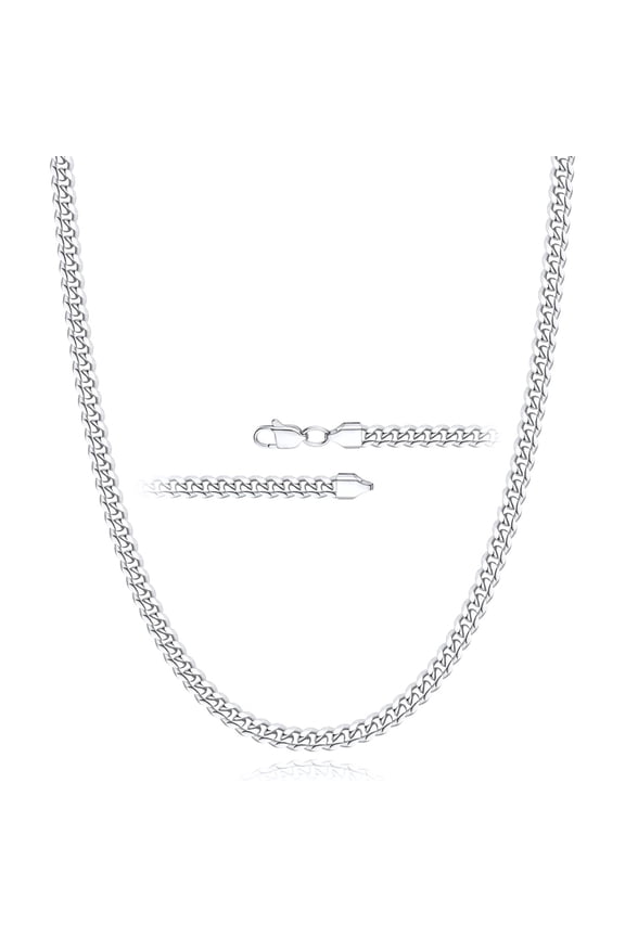 S925 Sterling Silver Plated Chains for Men Women 3mm/5mm/8mm Cuban Necklace Birthday Graduation Fathers Day Jewelry Gifts Teen Dad Husband Boyfriend Him Adults Ideas 16/18/20/22/24/26/28 Inch