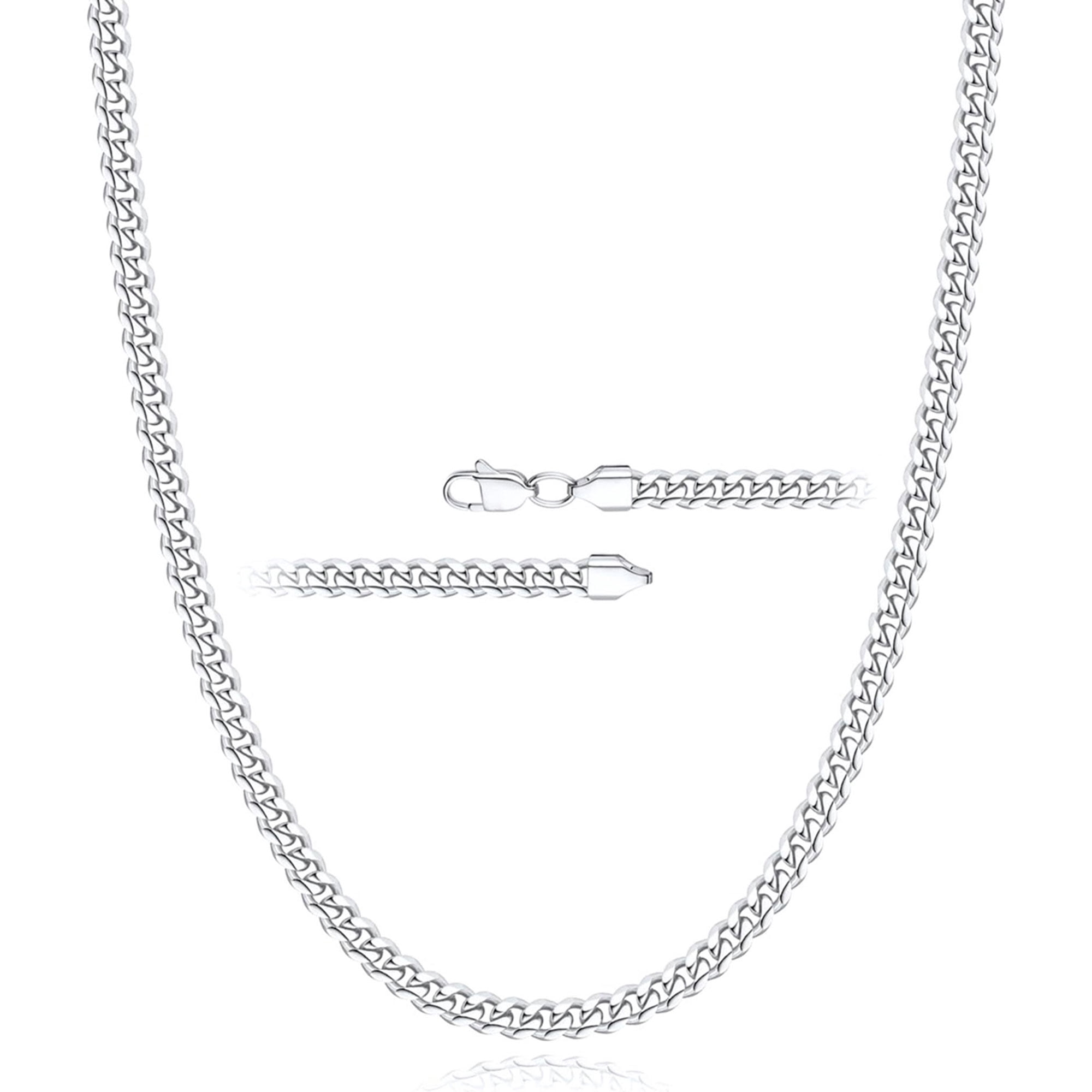 APSVO S925 Sterling Silver Plated Chains for Men Women 3mm/5mm/8mm Cuban Necklace Birthday Graduation Fathers Day Jewelry Gifts Teen Dad Husband Boyfriend Him Adults Ideas 16/18/20/22/24/26/28 Inch