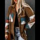 thumbnail image 5 of Camisa de Franela de para Mujer, Larga, Botones, Chaqueta Holgada con Bolsillos Caqui XL, 5 of 8