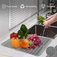 thumbnail image 4 of 16"x12" Food-Grade Silicone Dish Drying Mat for Kitchen Counter, 450℉ Heat-Resistant, Non-Slip, Scratch-Resistant Drying Mat, Multi-Purpose for Dishes, Plants, Pet Bowl, Coffee Machine -Grey, 4 of 7