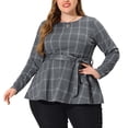 thumbnail image 1 of Blude talgrande pamujer con pade gallo, blusas de trabajo informales paoficina, top peplum gris XL, 1 of 5