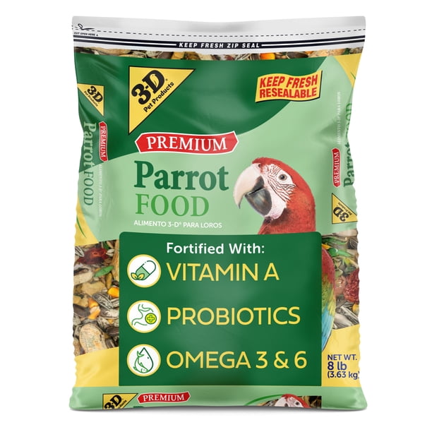 3-D Pet Products Premium Parrot Bird Food Seeds, with Probiotics