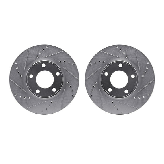 Dynamic Friction Company Front Brake Rotors-Drilled and Slotted-Silver 7002-54052