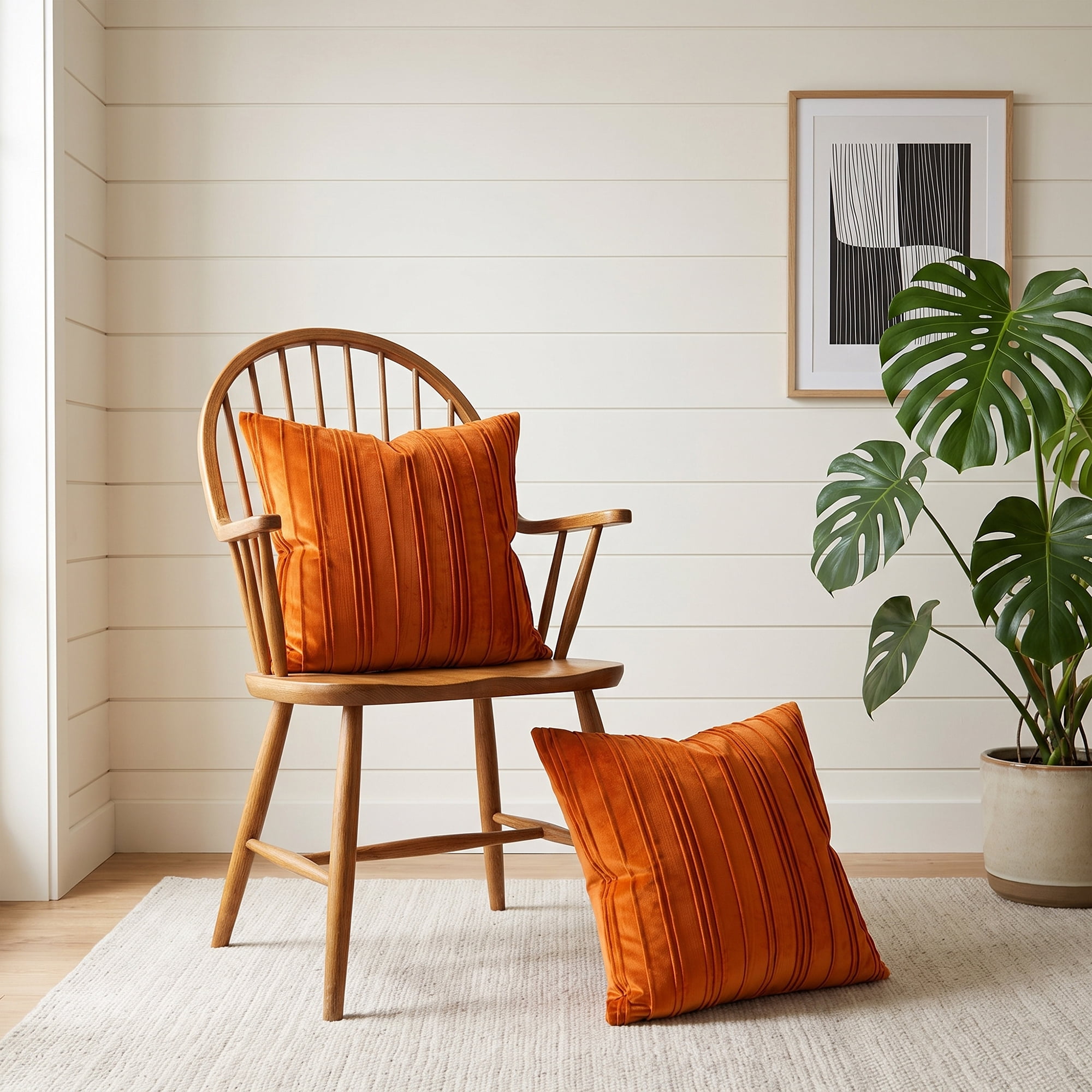Unique Bargains 2Pcs Textured Throw Pillow Covers Couch Cushion Cases Orange 18" x 18"