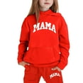 thumbnail image 3 of Gelikeya 2 Piece Sweatsuit Tracksuit Sets for Toddler Kids Boys Girls Mama Printed Hoodie Hooded Tops Pants Fall Winter Outfits (Red, 2-3 Years), 3 of 5