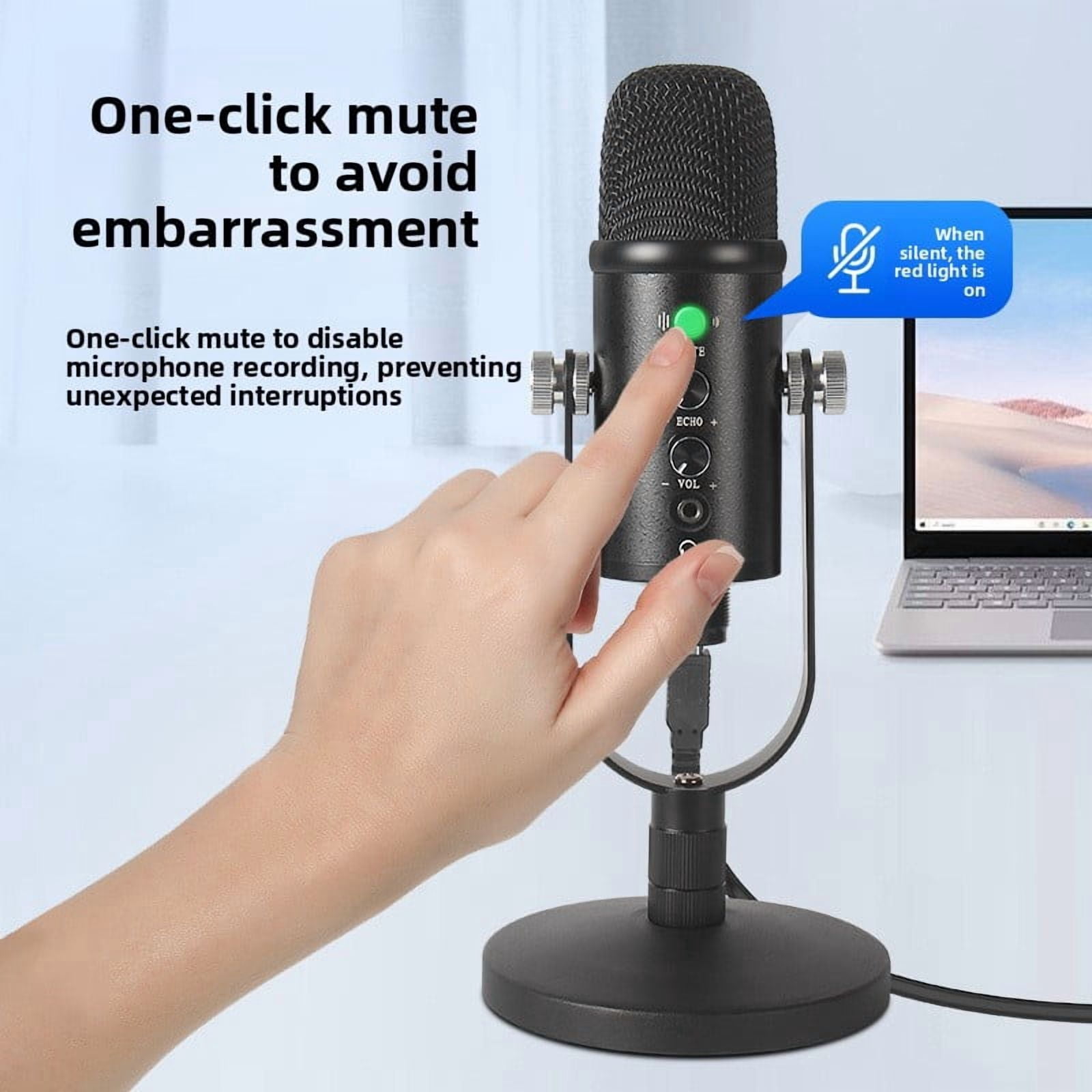 USB Condenser Microphone Computer Gaming EDC Voice Noise Reduction Mic Phone Recording Dubbing Live Streaming Microphone
