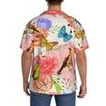 thumbnail image 3 of Uemuo Flowers And Birds Watercolor Pattern Cotton Linen Short Sleeve Shirts,Casual Lightweight Button Down Shirts,Vacation Beach Summer Tops-4X-Large, 3 of 7
