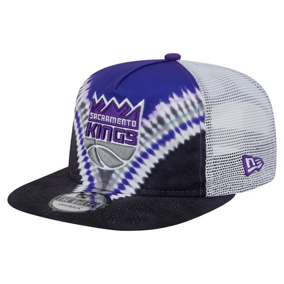 Men's New Era Black/Purple Sacramento Kings Throwback Dye Golfer Snapback Hat