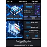 GMKtec Mini PC, Intel Alder Lake N95(Up to 3.4GHz), 16GB DDR4 512GB SSD, Mini Desktop Computer, Windows 11 Pro, NucBox G3S