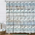 thumbnail image 2 of Rustic Elk Shower Curtain,Wood Planks Animal Snowflakes Winter Cabin Bathroom Curtain,Blue White Fabric Xmas Holiday Decor with Hooks,69X70 IN, 2 of 7