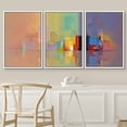 thumbnail image 3 of PixonSign Framed Wall Art Set Pastel Color Buildings Blocks Places Cityscape Oil Painting Geometric Abstract Modern Prints Panoramic Colorful for Rooms - 24"x36"x3 White, 3 of 5