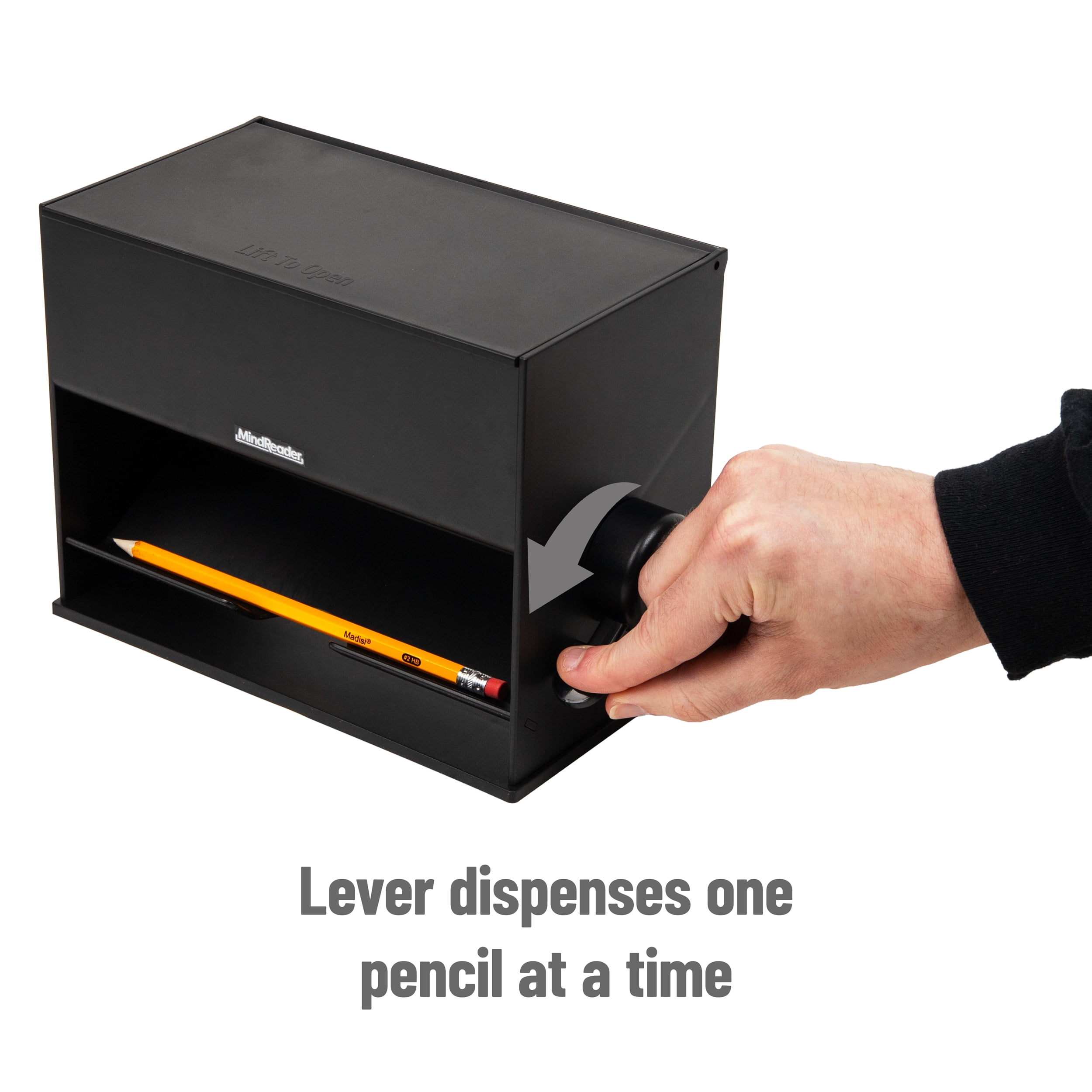 Mind Reader Straw Dispenser, Pencil Dispenser, Plastic, 8.5"L x 5"W x 6.5"H, Black