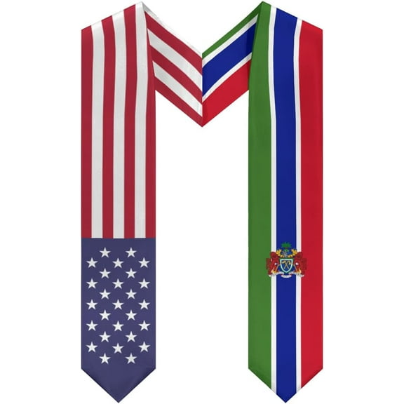 Gambia Mix United States Flag Graduation Stole Sash For Study Aboard International Students