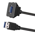 thumbnail image 2 of Cable de extensión de montaje empotrado de Panel USB 3,0 de un solo puerto cuadrado de 6 pies con hebilla para tablero de coche, camión, motocicleta y barco Adepaton ZFFLD657, 2 of 9