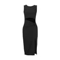 thumbnail image 5 of Vestido largo sin mangas para mujer: corte delantero, cordón, cintura alta, mezcla de poliéster, informal/noche, S-XL, 5 of 5