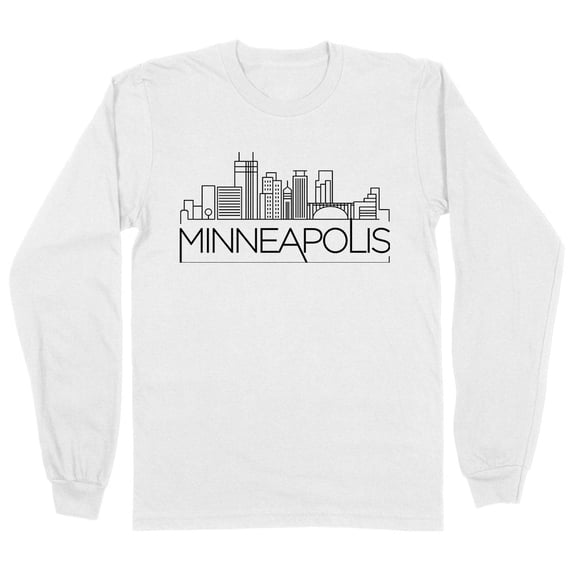 Skyline Minneapolis Minnesota Long Sleeve Shirt Unisex Large White