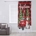 thumbnail image 3 of Christmas Snowman Truck Semi Sheer Curtains Drapes for Living Room,Bedroom,French Doors Window 54 Inches Long,Red Plaid Xmas Trees Snowflake Rod Pocket Chiffon Curtain Drapery Voile Draperies Panel, 3 of 6