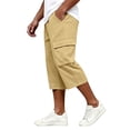 thumbnail image 4 of Resicozy Long Shorts for Men Below Knee Cargo Short Pants Casual Summer Lightweight 3/4 Sweat Shorts with Pockets Khaki L, 4 of 7