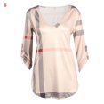 thumbnail image 1 of Camiseta con estampado a cuadros Mujer Otoño Manga 3/4 Blusa con cuello en V profundo Top suelto Monstrate AP000101-08B, 1 of 3