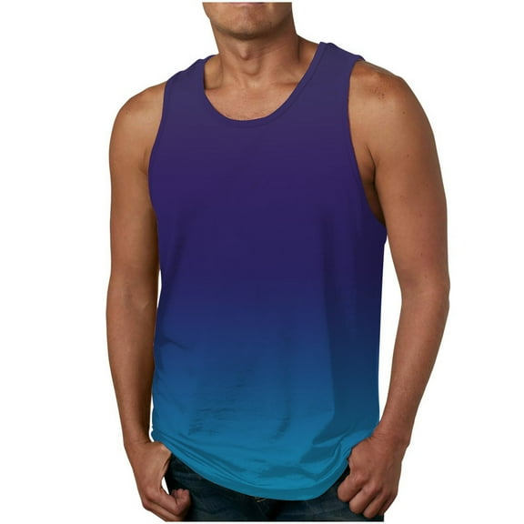 HaoXianJian Tank Top for Men Gradient Athletic Muscle Gym Tank Top Sleeveless Workout Shirts Fitness Bodybuilding T-Shirts 2X 3X 4X
