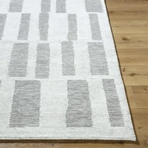Hauteloom Teige Wool Living Room, Bedroom Area Rug - Contemporary - Ivory, Stone Gray, Light Taupe - 2' x 3'
