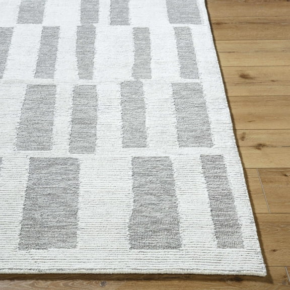 Hauteloom Teige Wool Living Room, Bedroom Area Rug - Contemporary - Ivory, Stone Gray, Light Taupe - 2' x 3'