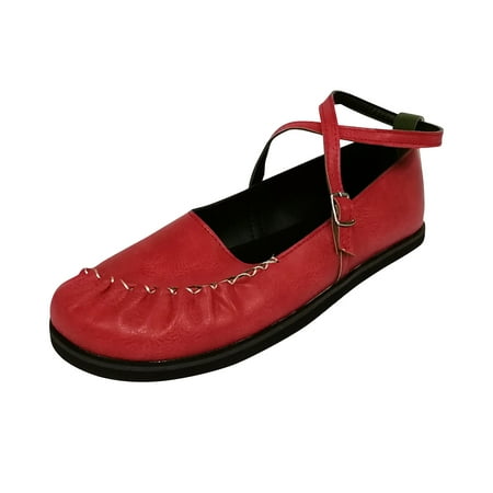 

Sentuca Women s Pleated Buckle Low Top Flat Heel Shallow Round Toe Comfortable Shoes