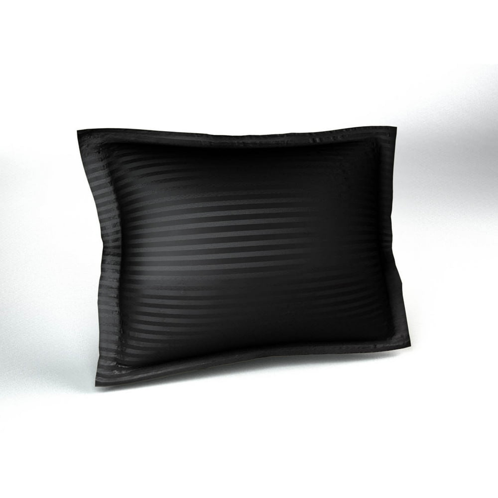 Black Pillow Shams King Size Decorative Sateen Striped Pillow Case with
