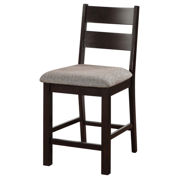 Padded Fabric Seat Dining Chairs, Of 2, Wood, Back 2pc Side Back, And Gray, Upholstered