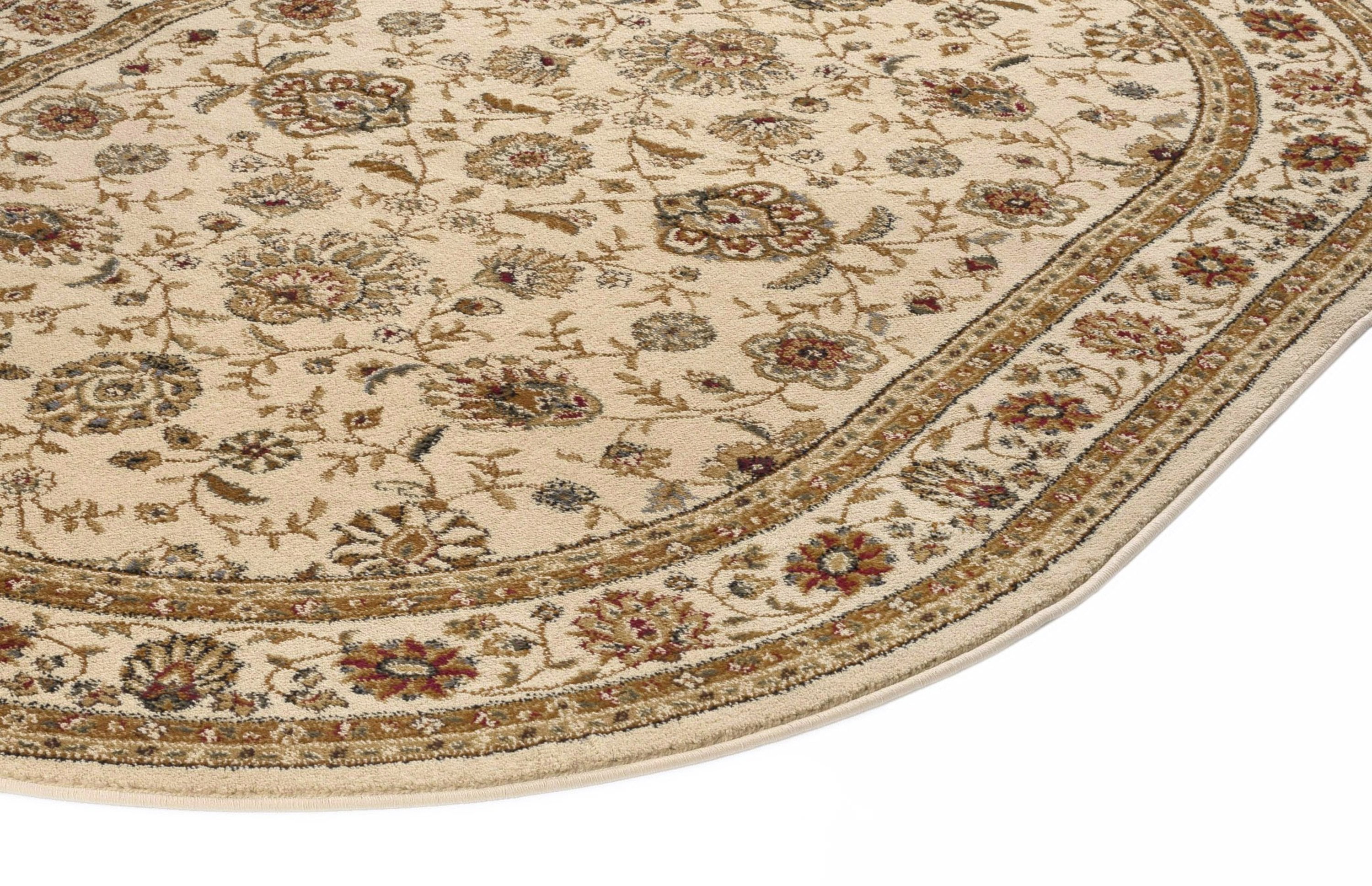 Traditional Area Rug (5'3'' x 7'3'' Oval) Floral Beige, Red Living Room Easy to Clean