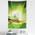 thumbnail image 1 of Windmill Tapestry, Digitally Generated Photo of Wing Turbines on Grass with Greeen Tone Sky, Fabric Wall Hanging Decor for Bedroom Living Room Dorm, 5 Sizes, Lime Green White, by Ambesonne, 1 of 1