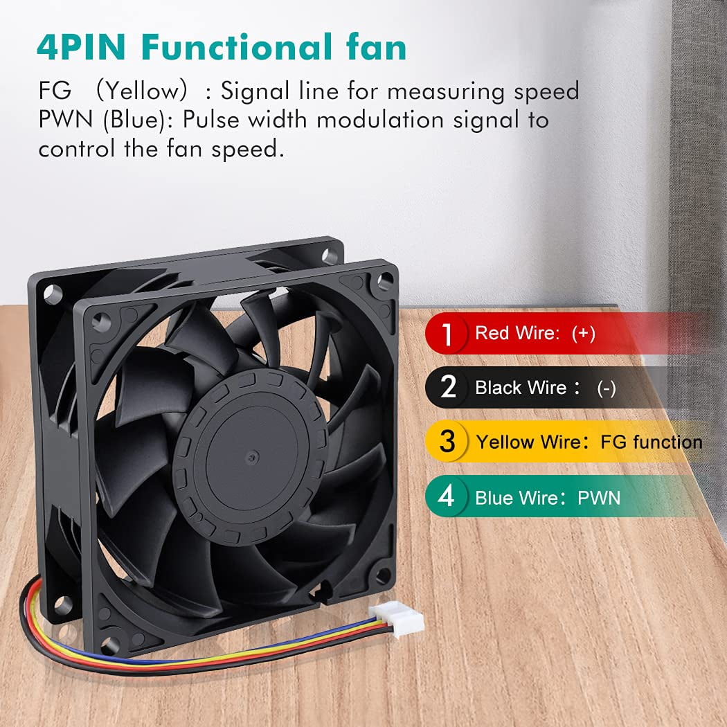 80mm x 25mm PC Computer Case Fan PWM 12V 4Pin Fan High Static Pressure for Server Box Enclosure CPU Cooler Cooling