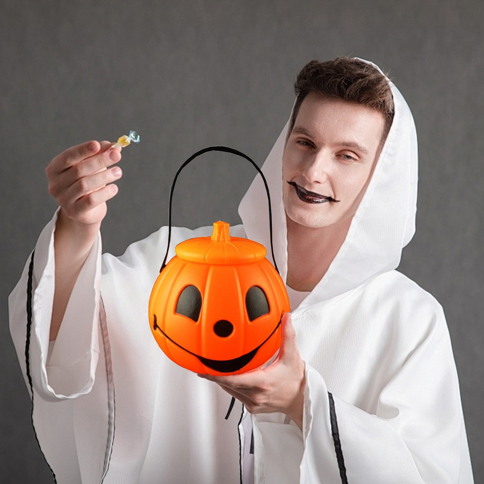 Sturdy Plastic Halloween Pumpkin Bucket – Orange Trick-or-Treat Candy Holder for Parties, Events, and Festive Celebrations