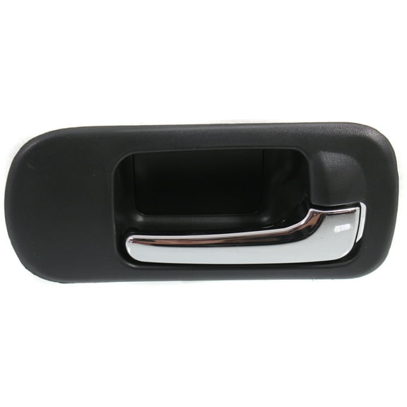 Interior Door Handle Compatible with 2001-2005 Honda Civic Front, Passenger Side Chrome Lever with Black Bezel