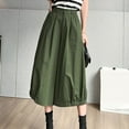 thumbnail image 2 of Women's Lantern Pants Summer Solid Casual Elastic Waist Wide Leg Dress Pants with Pockets Loose Fit Capris Free Size(Free Size,Green), 2 of 5