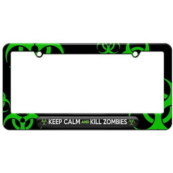 Keep Calm And Kill Zombies License Plate Tag Frame, Multiple Colors