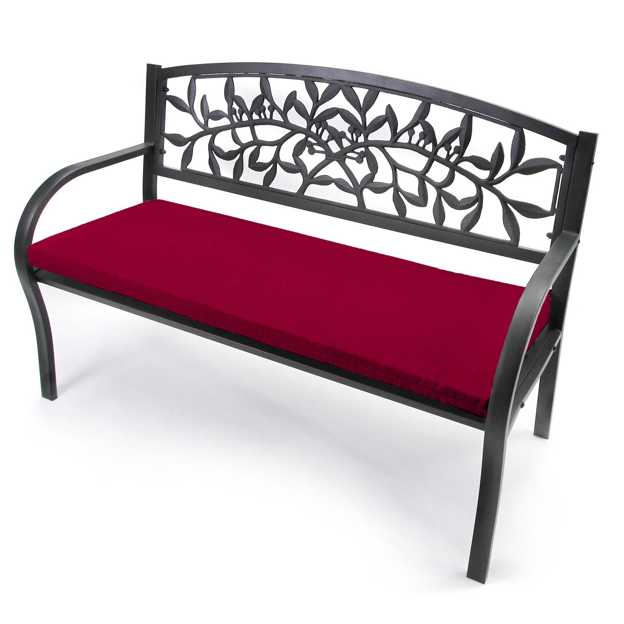 Jordan Manufacturing 59" x 16" Hydrangea Midnight Navy Floral Rectangular Outdoor Settee Swing Bench Cushion with Ties