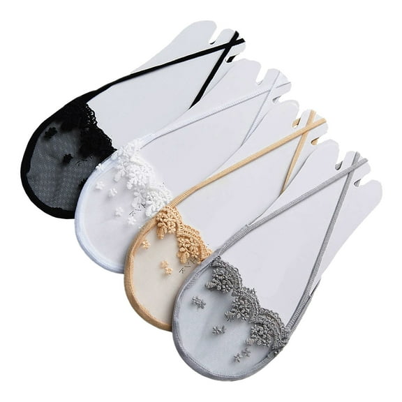 ELAYARD 4 Pairs Invisible Boat Socks for Sandals Women Cotton Lace Design