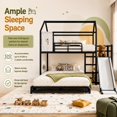 thumbnail image 4 of DTTRA Twin over Full Playhouse Metal Bunk Bed with Slide, Ladder, LED Light & Storage Cabinet, Black, 4 of 9