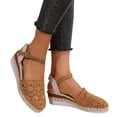 thumbnail image 1 of Womens Woven Closed Toe Wedge Dress Sandals 2025 Beach Crochet Espadrilles Platform Sandals Summer Fall, 1 of 6