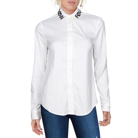 Red Valentino Womens Poplin Embroidered Blouse